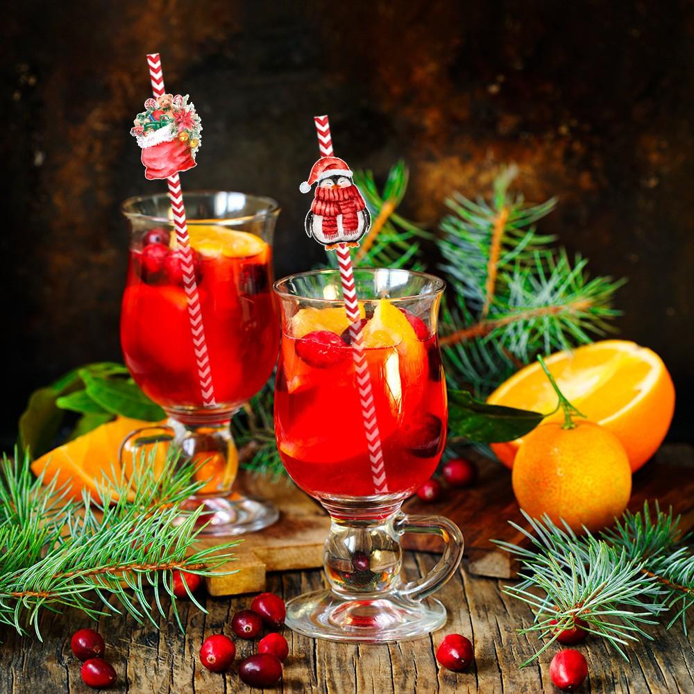 Рождественские украшения для вечеринок 24 шт. Снеговик, стакан для воды, одноразовые декоративные соломинки для напитков
