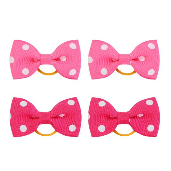 Dog Small Hair Bowknot with Rubber Bands Handmade Hair Dot Bow Pet Grooming Accessories for Party Christmas Birthday