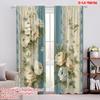 2pcs,2D Plane Printing Window Curtain Floral Drapery(1) Durable 100% Polyester Fabric (without Rod) Decorations Inside for