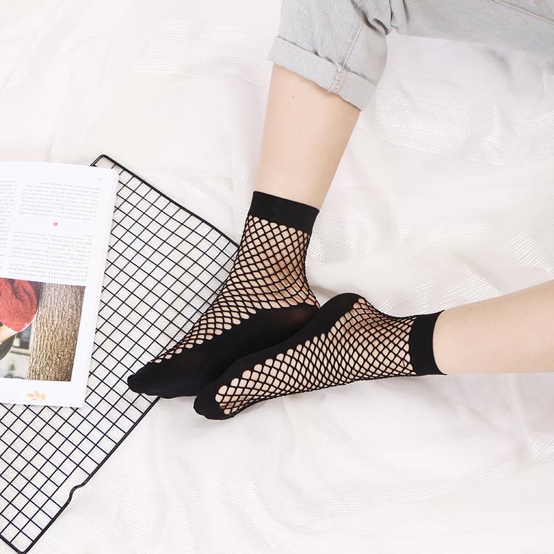 Short Socks Transparent Women Sexy Mesh Nylon Silk Socks Ultrathin Short Socks With Lace Female