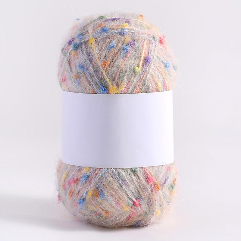 1 Roll DIY Knitting Crochet Rainbow Color Mohair Yarn 50g/ball Hand-woven Dot Comfortable