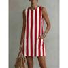 Women's Casual Dresses - Women's Casual Striped Slimming Round Neck Dress, Fashion Striped Dress Women Daily Outfit