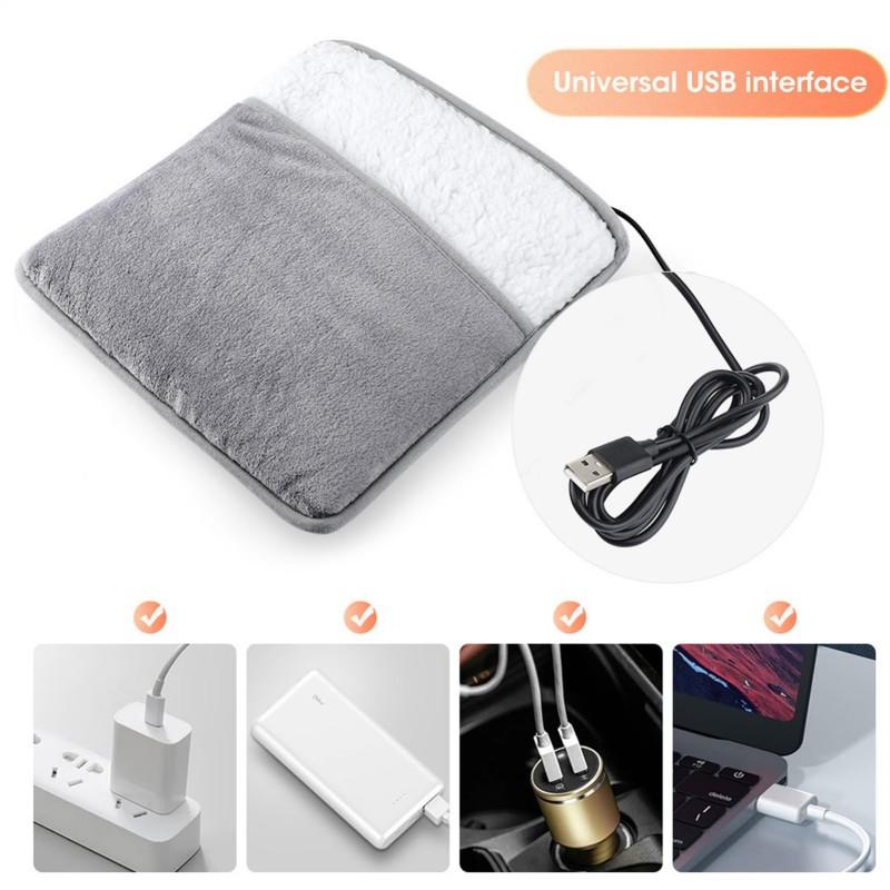Электрическая грелка для ног с USB-зарядкой, зимняя, плюшевая, моющаяся, подогреватель для ног, домашний коврик для обогрева ног, улучшение сна
