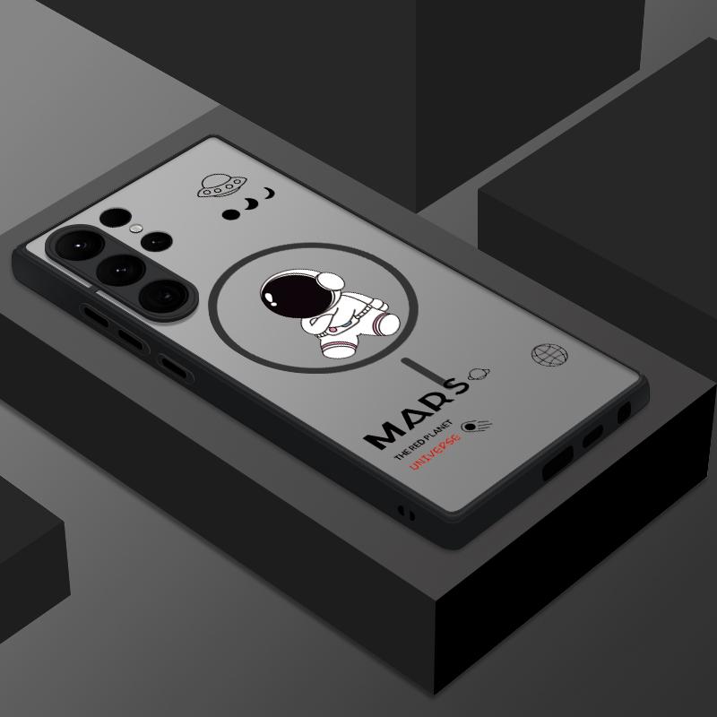 Прозрачный матовый беспроводной магнитный чехол для Samsung S25 Ultra S24 FE S23 Plus S22 S21 противоударный мягкий чехол для телефона