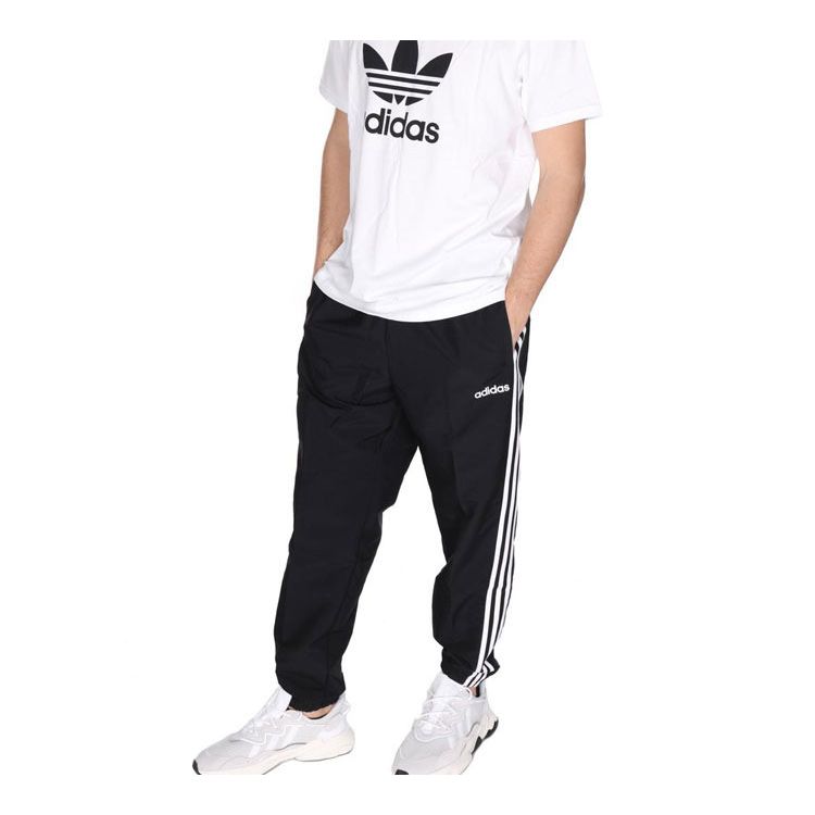 Adidas Мужские брюки-джоггеры с маленьким логотипом и тремя полосками, черные DQ3100