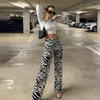 Streetwear Y2K Women Trousers Sexy Autumn Zebra Print Wide Leg Pants Women High Waist Fashion Casual Trousers Female  16395