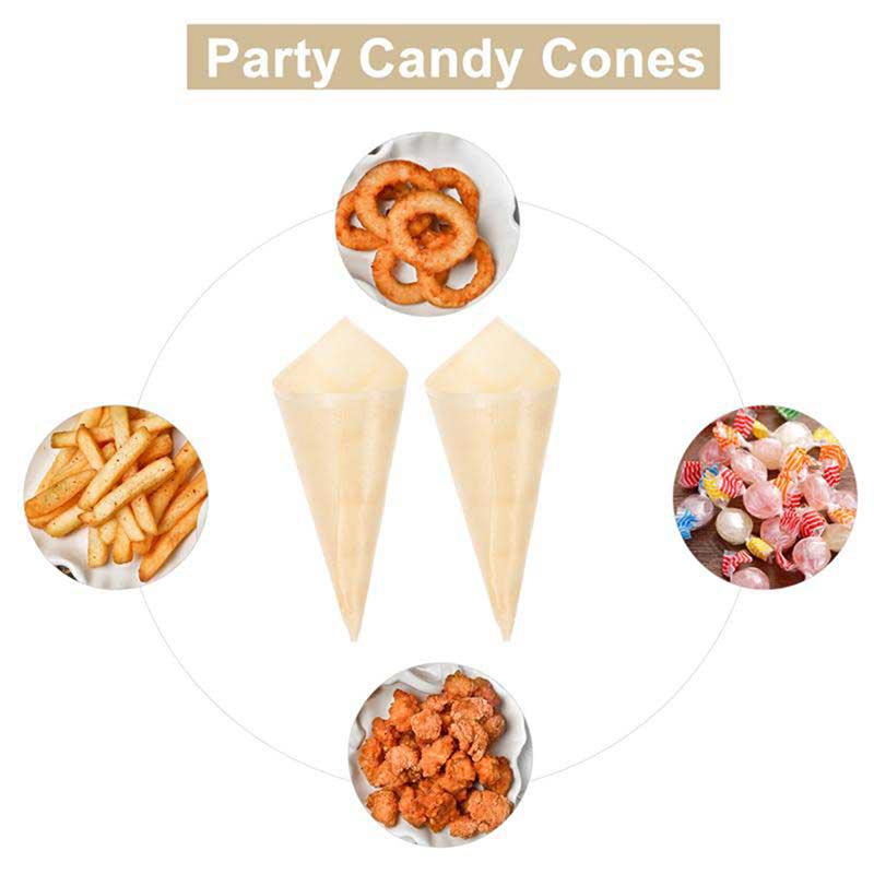 50Pcs Disposable Wood Appetizer Cones Ice Cream Cone Cups Party Candy Cones