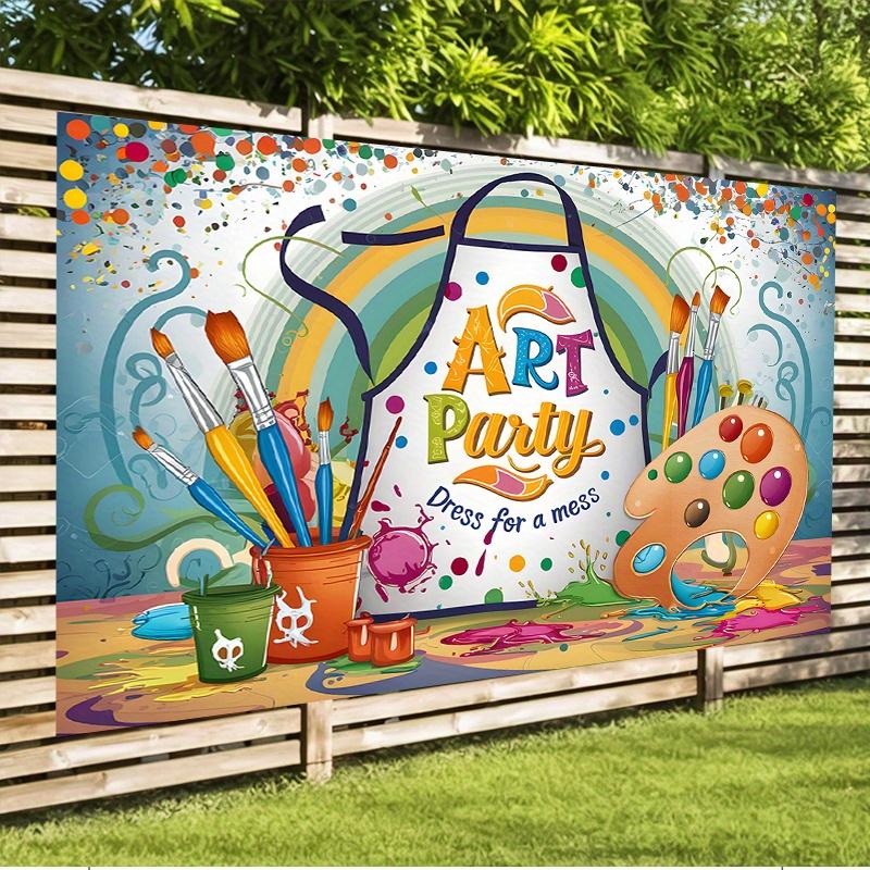One magnificent art-themed party backdrop banner, featuring a color-coordinated polyester wall decoration design.