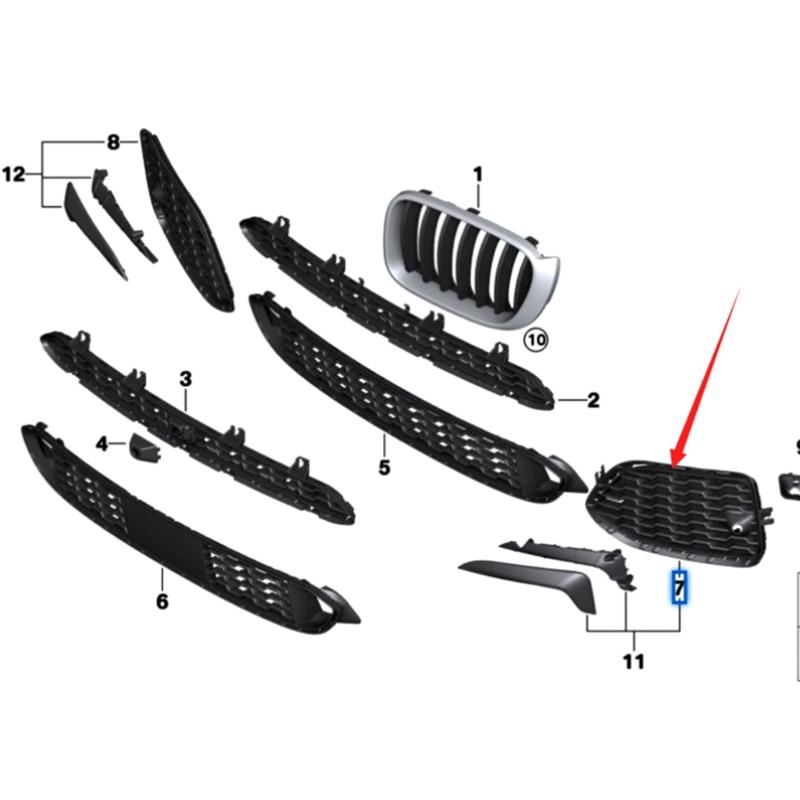 Repair Part Car Replacement Accessory 51118056941 51118056942 Front Bumper Windscreen Fog Lamp Grille for F25 F26
