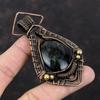 Серебряный блестящий обсидиановый кулон, медная проволока, обернутая кулоном, драгоценный камень, медные украшения, ручная работа, дизайнерский кулон, проволочная обертка, ювелирное изделие, подарок для нее