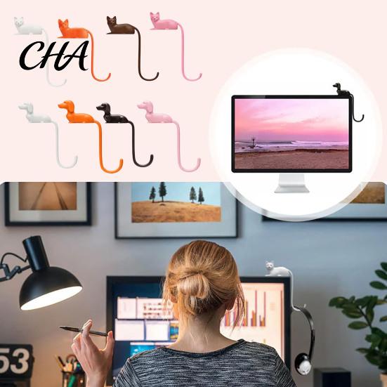 Rust Proof Organizer for Home Animal Long Tail Adhesive Hook, Cat/Dog Shape Hanger, Wall Mounted Adjustable Rack Dorm Decorative No Punching