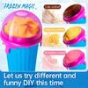 Ice Cream Shape Squeeze Cup with Straw Spoon Smoothies Cup DIY Smoothies Making Cup  Summer