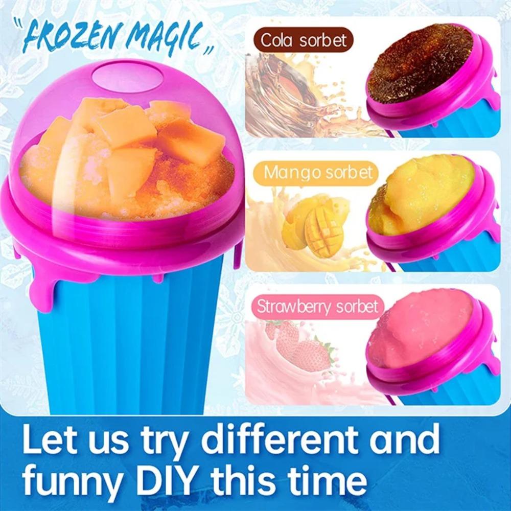 Ice Cream Shape Squeeze Cup with Straw Spoon Smoothies Cup DIY Smoothies Making Cup Summer