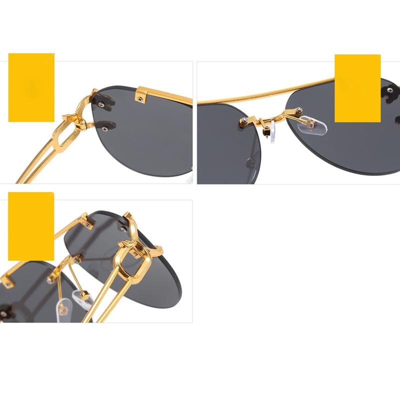 Неполяризованные солнцезащитные очки без оправы в стиле панк-гепарда с декором для мужчин, квадратные, без оправы, градиентные, черные, классические, прямоугольные солнцезащитные очки