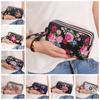Waterproof Canvas Wallet Print Three Zippers Bags Simple Flower Coin Purse  Ladies