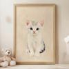 Plakat Kotek Na Beżowym Tle Plakat Kotek Na Beżowym Tle, 50X70 Cm, Rama Drewniana Ciemny Brąz, Papier Matowy 230 Gsm