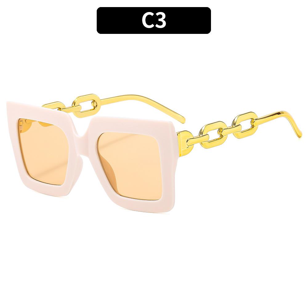 Новые модные женские солнцезащитные очки с большой оправой, солнцезащитные очки с дужками-цепочками, солнцезащитные очки премиум-класса