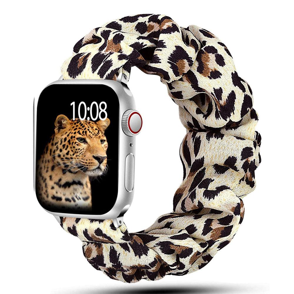 Ремешок-скранчл для Apple watch band 44мм 40мм 41мм 45мм 38 42мм 49мм Эластичный нейлоновый браслет iWatch series 3 6 se 7 8 9 ultra 2