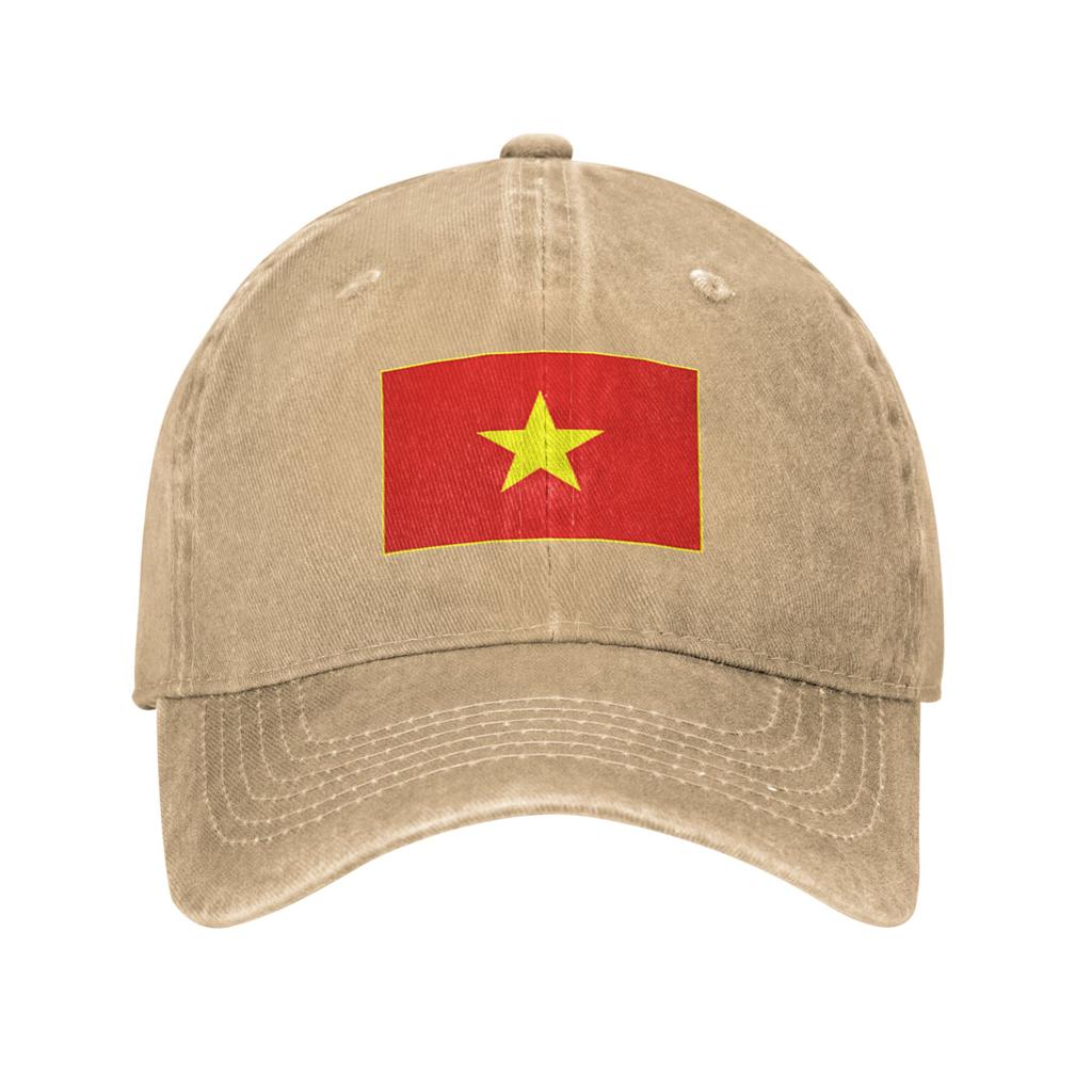 Vietnam Flag Yellow Star Asia Unisex Style Baseball Cap Souvenir Distressed Denim Hats Retro Outdoor Unstructured Soft Snapback