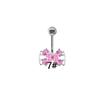 Gatte Pink Butterfly Heart Rhinestone Zircon Rabbit Double Belly Button Ring
