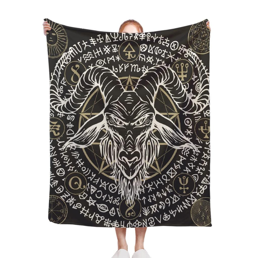 Gothic Satan Devil Mystery Printed Blanket Halloween Flannel Blanket All Seasons Universal Office Sofa Blanket