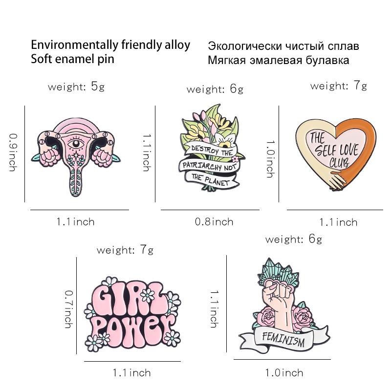 Эмалевые значки Girl Power, Значки на лацкан с матовым покрытием, Броши в виде матки, Значки с феминистским кулаком, Ювелирные изделия, Подарок для женщин, подруг