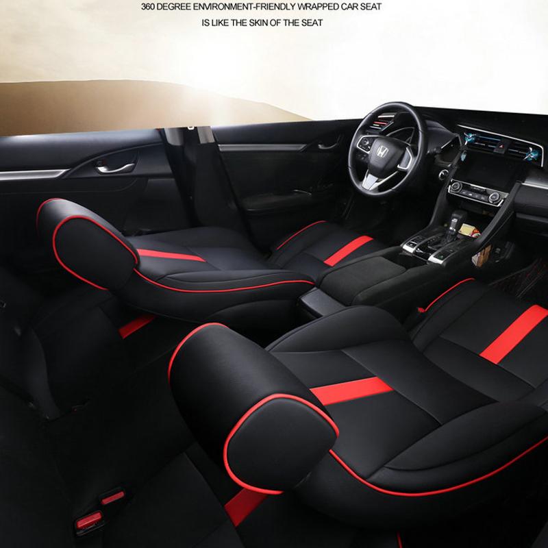 Полный комплект специальных чехлов на сиденья автомобиля для Honda Civic 2016 - 2025 10-е поколение Подушка сиденья Высококачественная защита из ПУ кожи
