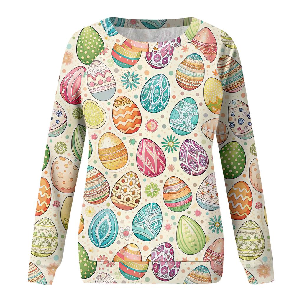 Women's Fashion Casual Long Sleeve Printed Round Neck Sweatshirt Top