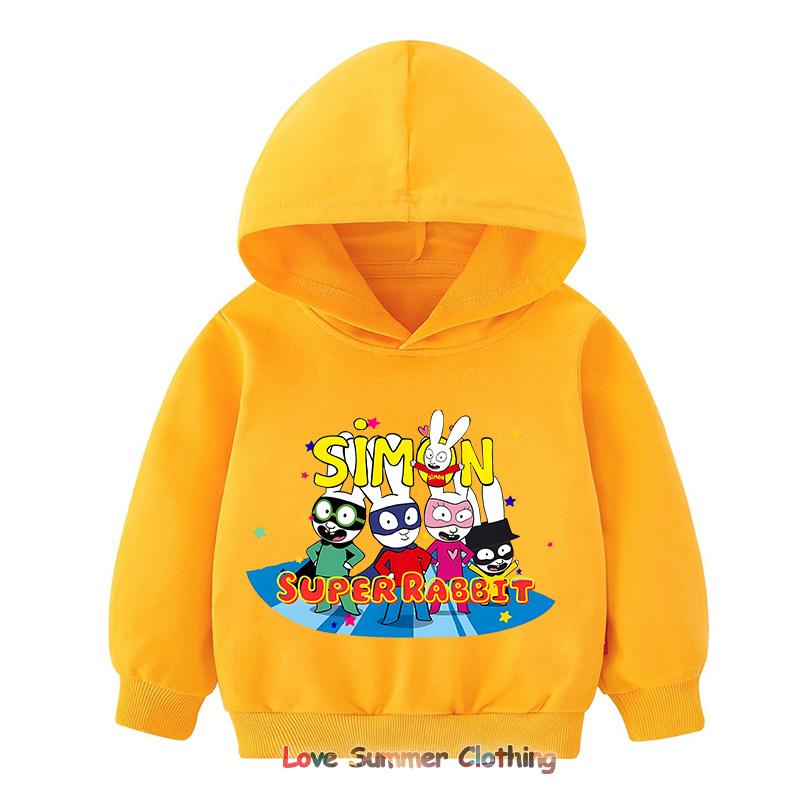 Толстовка с капюшоном Simon Super Rabbit, симпатичная мультяшная толстовка для мальчиков и девочек, детский пуловер, повседневный мягкий кавайный топ на осень