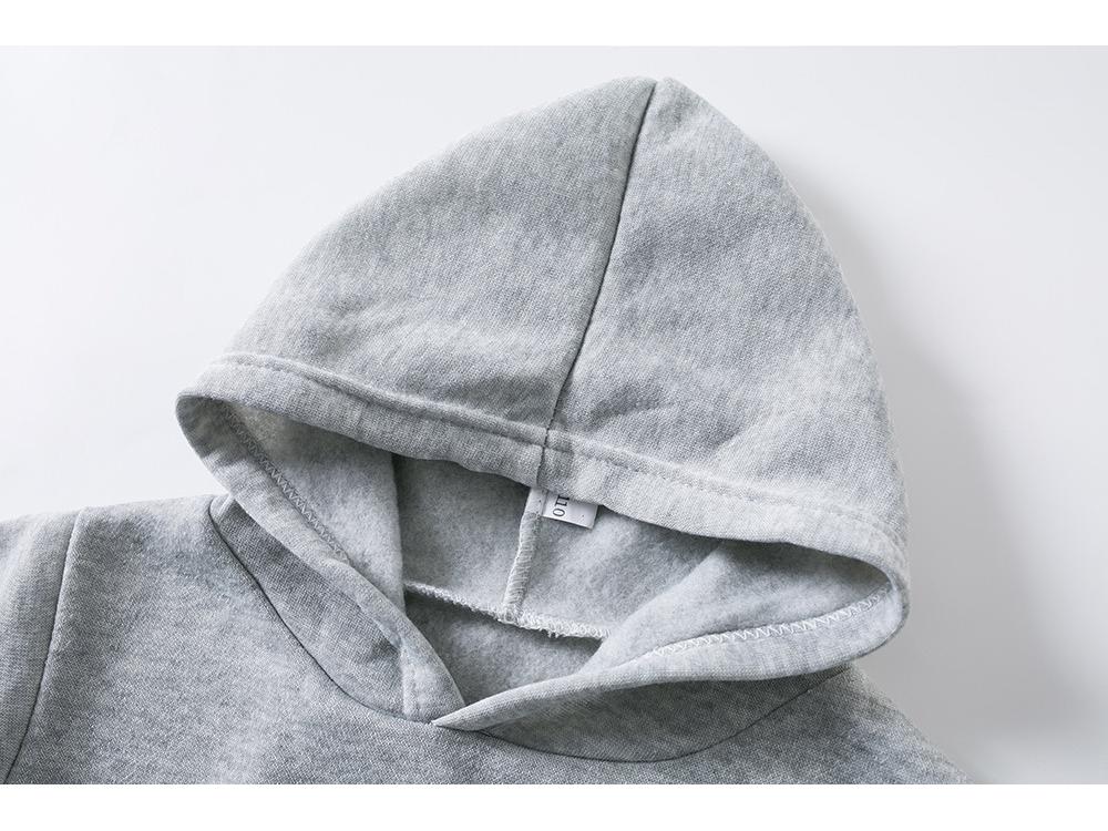 2023 Autumn Fleece-Lined Solid Color Hooded Sweatshirt & Korean Style Fashion Set for Kids