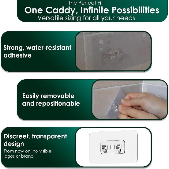 Shower Caddy Adhesive Strips, Replacement Stickers for Shower Shelves and Soap Holders, Kitchen and Bathroom Wire Rack, 6 Pack