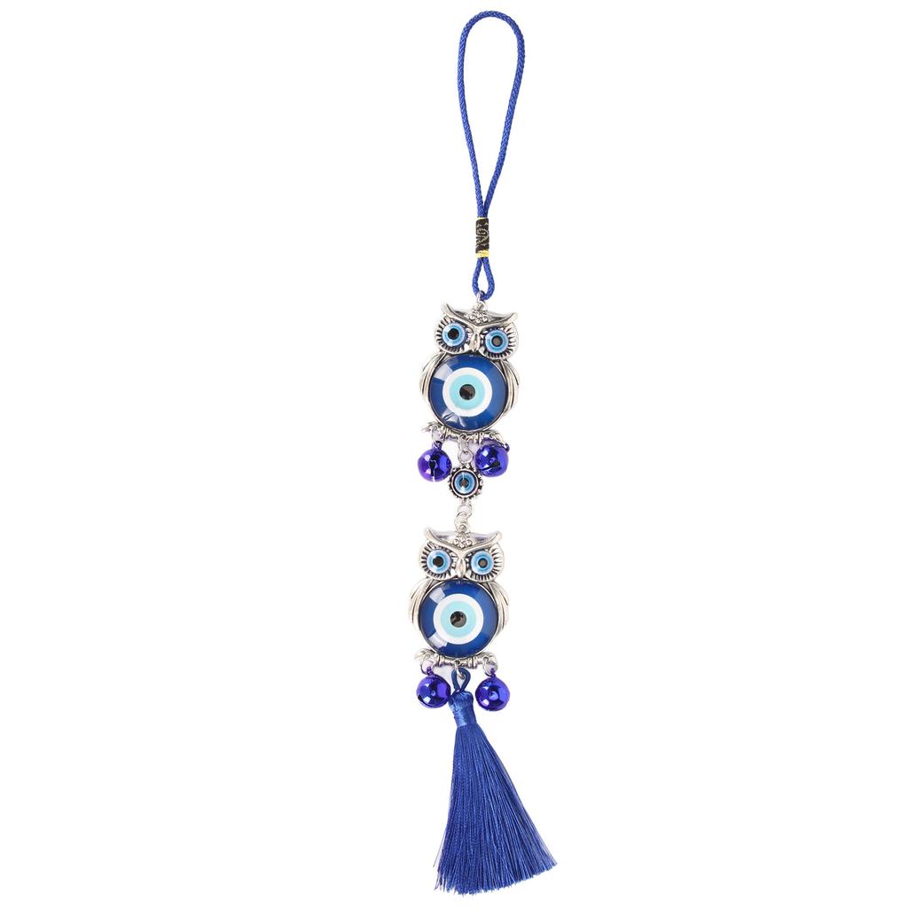 Украшение в виде совы с голубым глазом, амулет на удачу, привлечение богатства, украшение для автомобильного зеркала, подвесное украшение для офиса