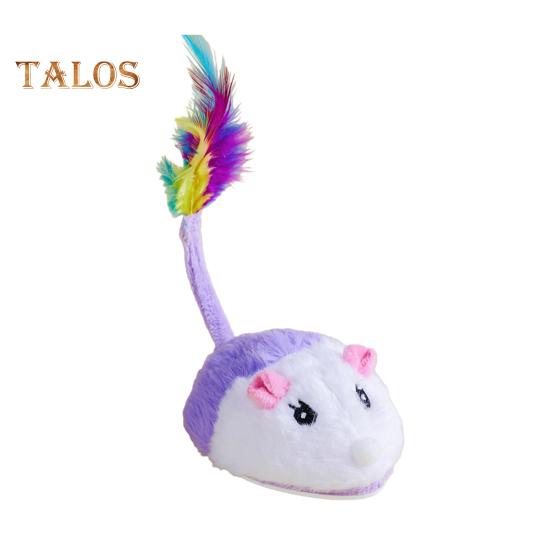 Электрическая мышь, игрушка для кошек, USB-перезаряжаемая интерактивная игрушка для котят с перьевым хвостом, автоматическая движущаяся плюшевая мышь для домашних кошек