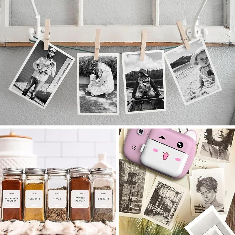 Бумага для мини-принтера, 20 шт., самоклеющаяся, бумага для мини-термопринтера, этикетки для мини-фотопринтера, для фотографий, заметок, черное на белом, 5,7 х 2,5 см