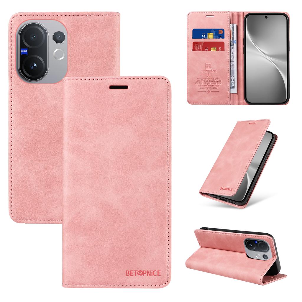 Для vivo V60 5G Чехол BETOPNICE Магнитная застежка Блокировка RFID Кошелек Подставка Кожаный чехол для телефона