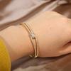 New Design Fashion Jewelry 14k Gold Plated Copper Inlaid Zircon Snake Open Bracelet Luxury Women 'S Party Accessories