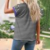 Женская свободная футболка с круглым вырезом и короткими рукавами, весна/лето для отдыха в полоску с принтом