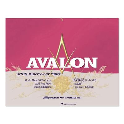 Бумага акварельная Holbein Avalon AVB-F6 Среднее зерно 300г Размер F6 Блок 12 листов Переплет 271004