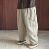 Women Vintage Bloomers Pants Patchwork Loose Pockets Winter Trouser Warm Plus Cotton Long Pants