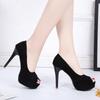Fashion Trendy Slim Heeled Fish Mouth Women's Shoes 2024 New Design Sense Versatile Waterproof Platform Super High Heels Single Shoe