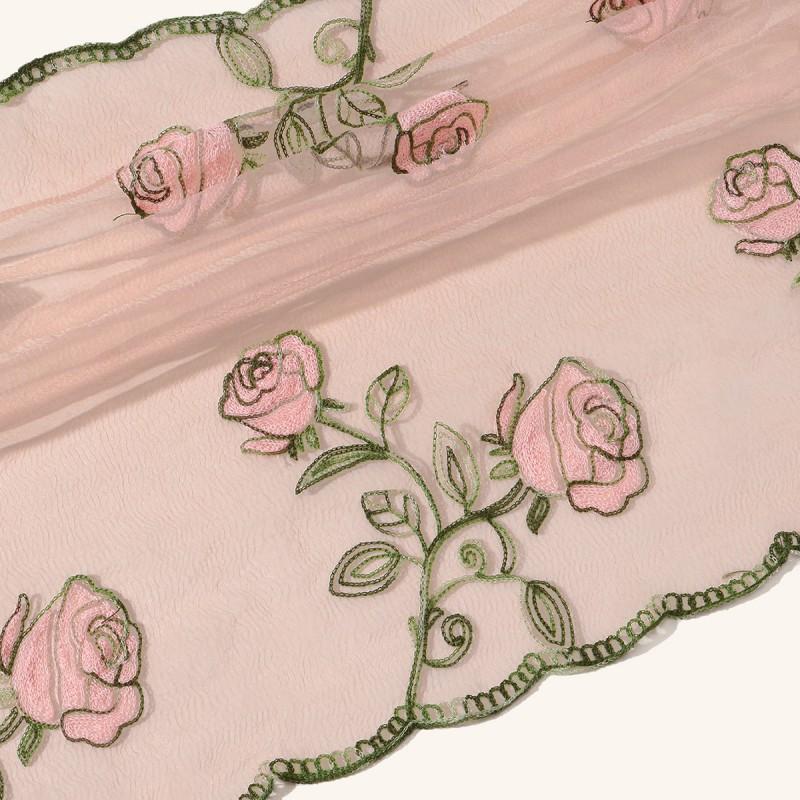 Lightweight Embroidered Organza Scarf Women - Floral Rose Design Versatile Wrap Shawl Fall Winter