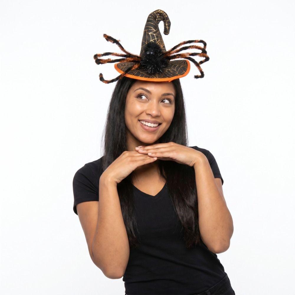 Spider Halloween Witch Hat Headband Sequin Cone Hat Hair Hoop Halloween Party Hair Band Kids