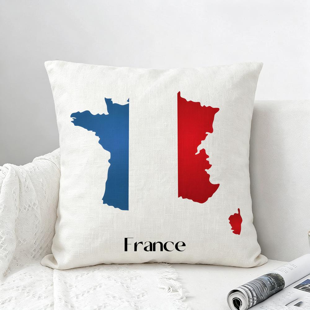 Flag France Flag Cushion Cover Natural Linen Pillowcase Set AllinOne Decor for Sofa Bedroom Chair
