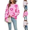 Women's Loose Casual Fashion Round Neck Heart Sweater Knitted Bottoming Shirt Sweater