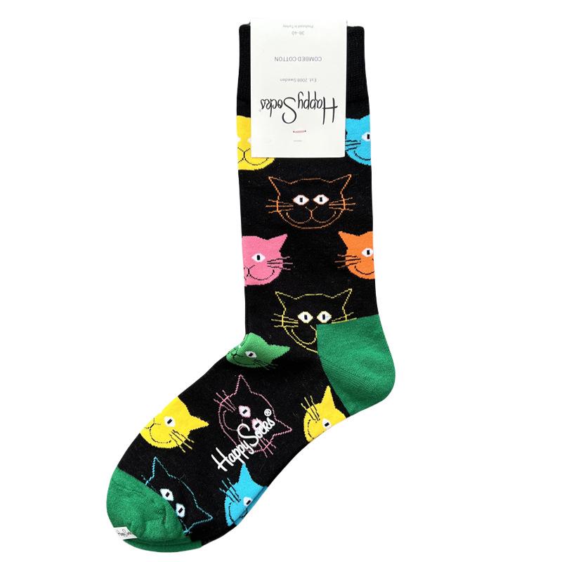 Happysocks Mid-Tube Combed Cotton Cartoon Rabbit Socks – Unisex Children's Swedish Trendy Brand, Sweat-Absorbing for Autumn/Winter.