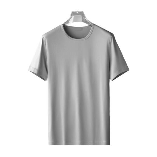 Мужская летняя футболка с круглым вырезом и короткими рукавами, однотонная, эластичная, тонкая, быстросохнущая, простой стиль, повседневная повседневная одежда, спортивный топ