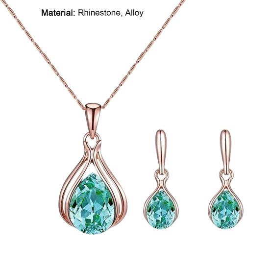 1 Set Bridal Necklace Earrings Geometric Rhinestone Jewelry Lightweight Shiny Jewelry