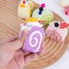 Realistic Triangle Cake Key Ring With Fruit Toppings Cute Food Shape Charm for School Bag Decor Student Birthday Gifts