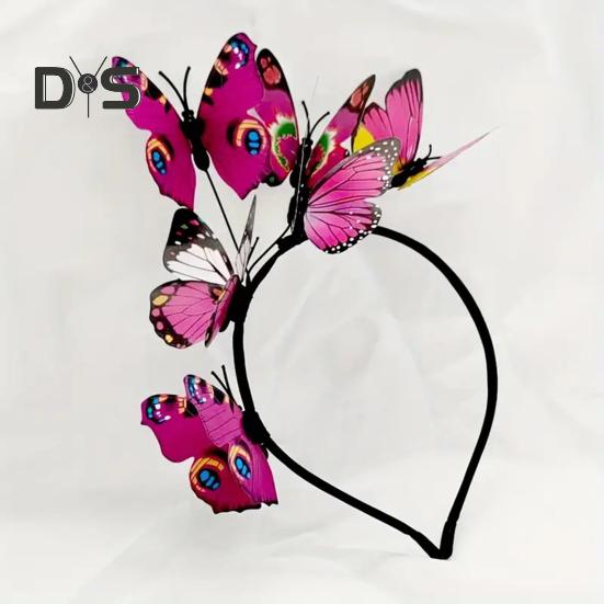 Женская повязка на голову с разноцветными бабочками, декор для свадебных волос, вечеринки, косплей, Хэллоуин, аксессуары для волос