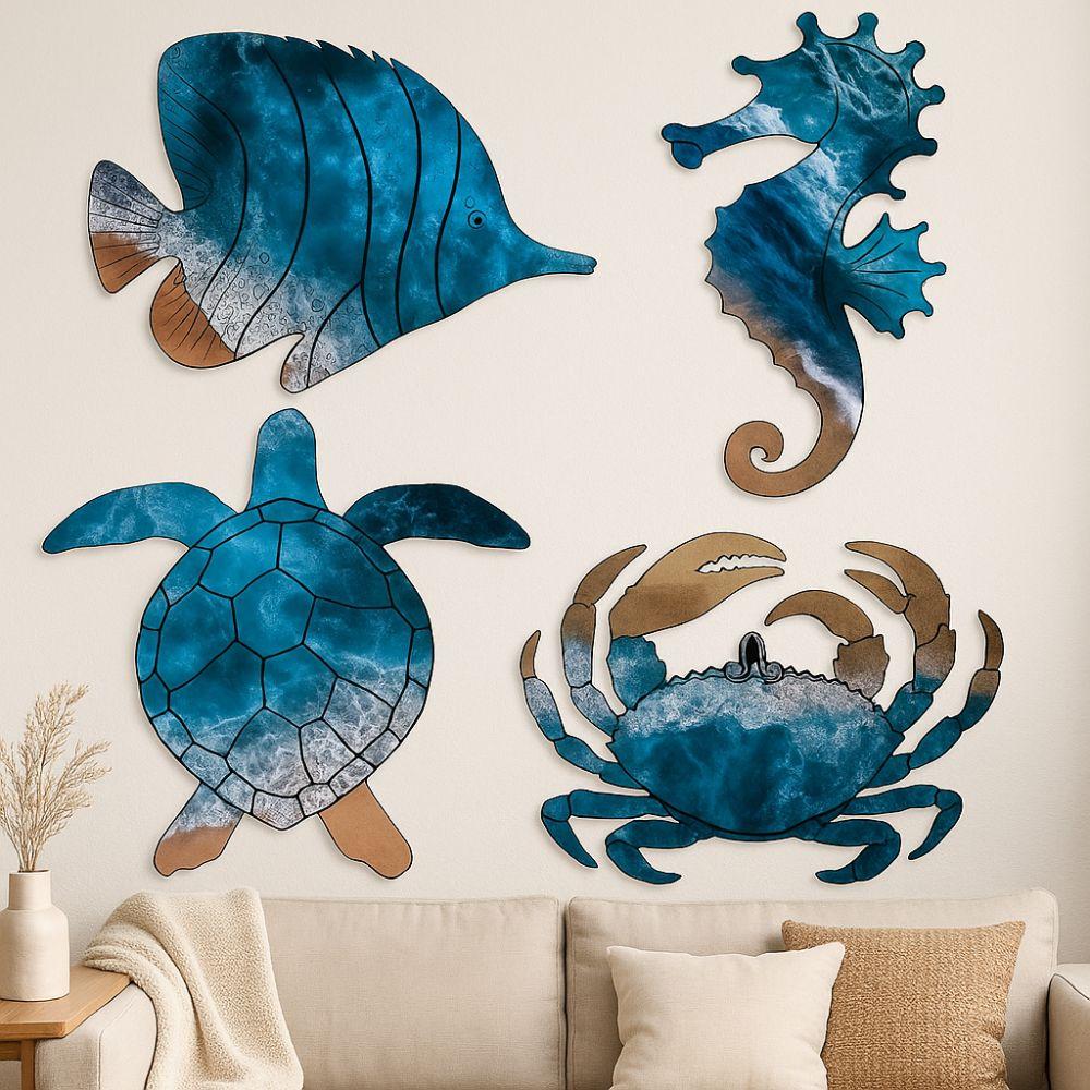 4 шт. Морской конёк Краб Летнее Океанское Настенное Украшение Средиземноморский Стиль Пляжный Подвес Декор Бара
